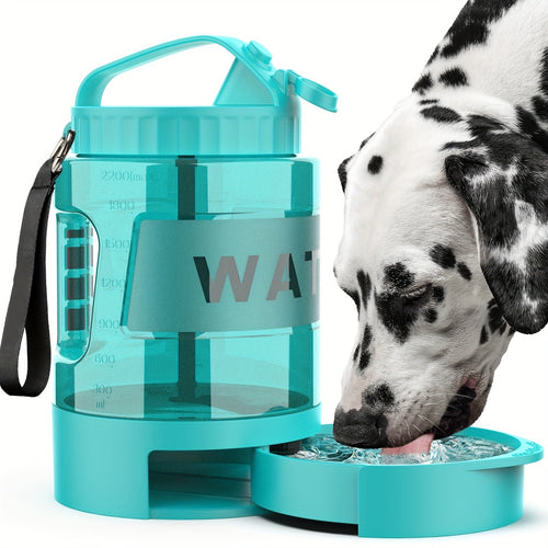 2.2L Portable Dog Water Bottle with Pull-Out Bowl – Leak-Proof Travel Dispenser