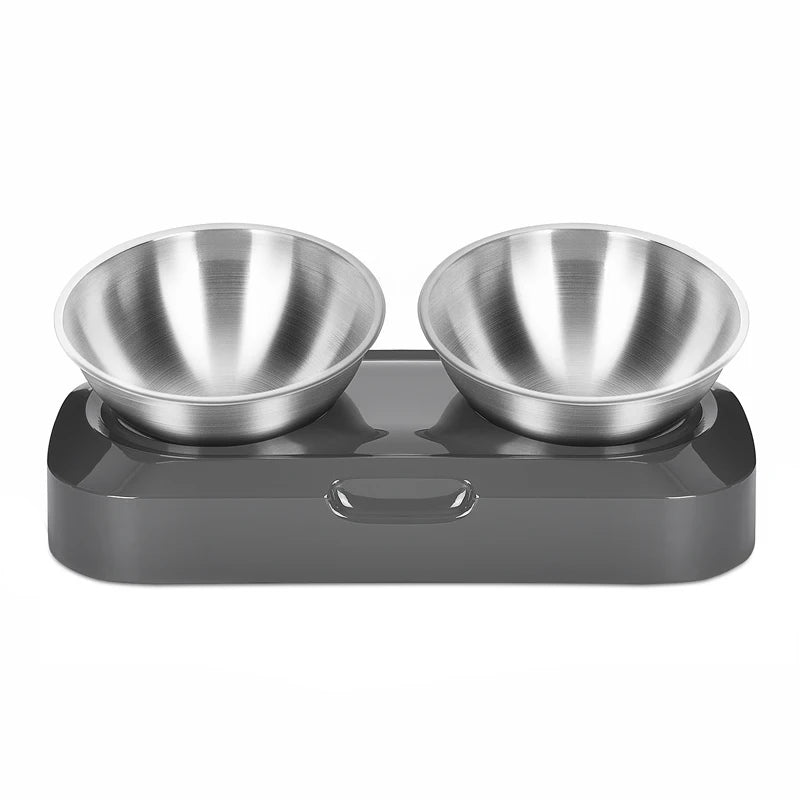 Elevated Cat Bowls 15 Tilted Cat Food and Water Bowls with Stainless Steel Pet Feeding Bowls for Cats and Small Dogs