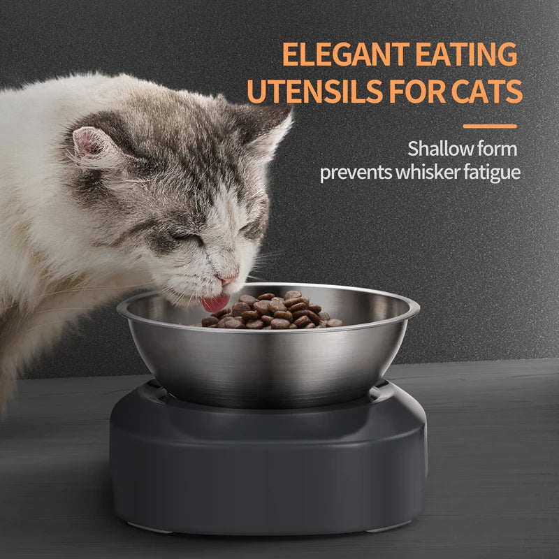 Elevated Cat Bowls 15 Tilted Cat Food and Water Bowls with Stainless Steel Pet Feeding Bowls for Cats and Small Dogs