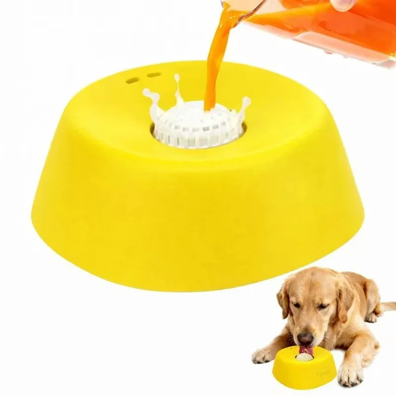 Slow Feeding Dog Bowls for Liquid Treats, 【Built-in Entertainment Ball】 Dog Licking Bowl with Bone Broth, 3/4 Cup Puppy Lick Toy