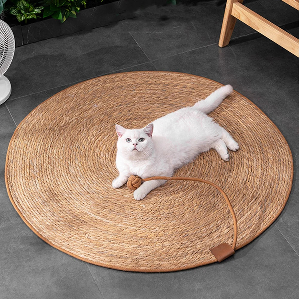 Natural Rattan Cat Scratcher Mat – Nail Sharpening Board & Sofa Protector