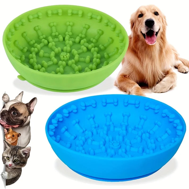Silicone Lick Mat & Slow Feeder Bowl – Suction Base, Anti-Tip & Massage Texture