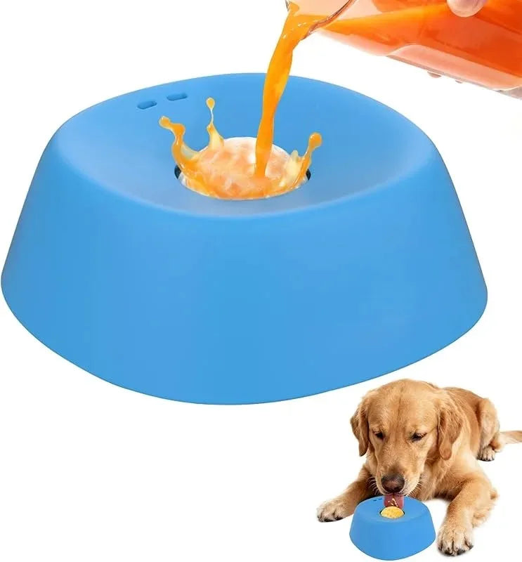 Slow Feeding Dog Bowls for Liquid Treats, 【Built-in Entertainment Ball】 Dog Licking Bowl with Bone Broth, 3/4 Cup Puppy Lick Toy