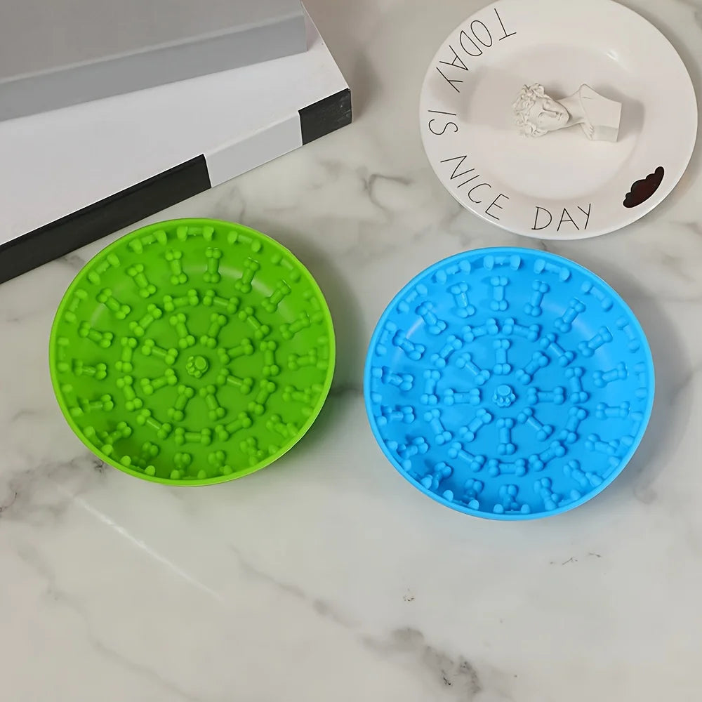 Silicone Lick Mat & Slow Feeder Bowl – Suction Base, Anti-Tip & Massage Texture
