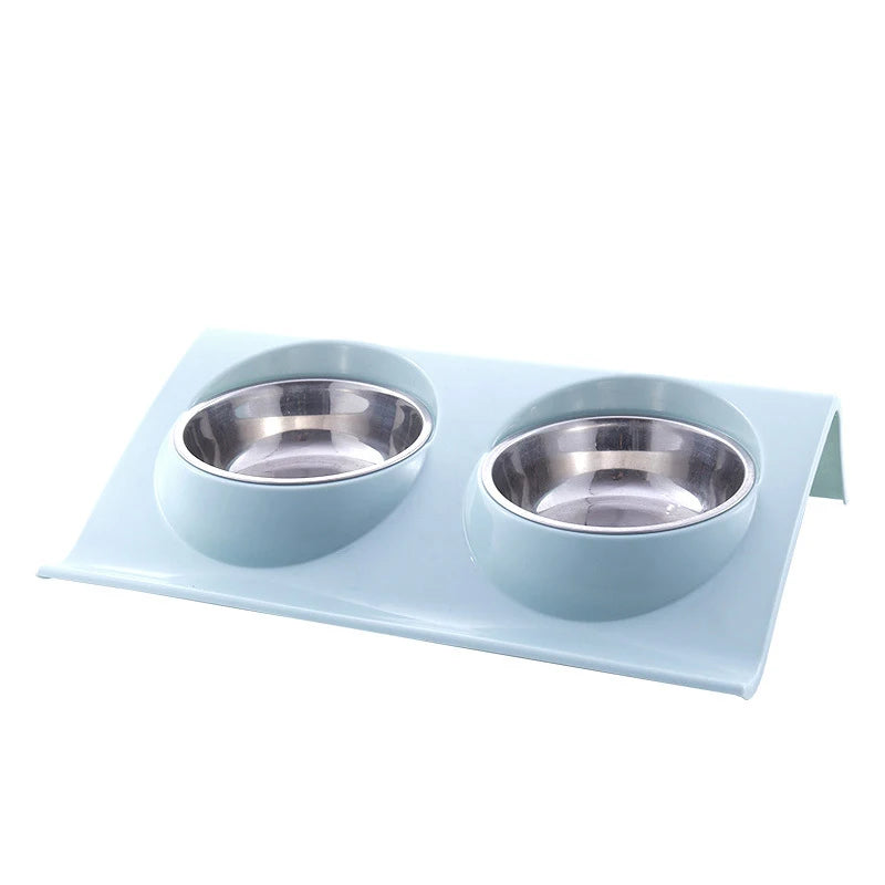 Double Bowl Pet Feeding Station – Stainless Steel Food & Water Bowls for Dogs & Cats