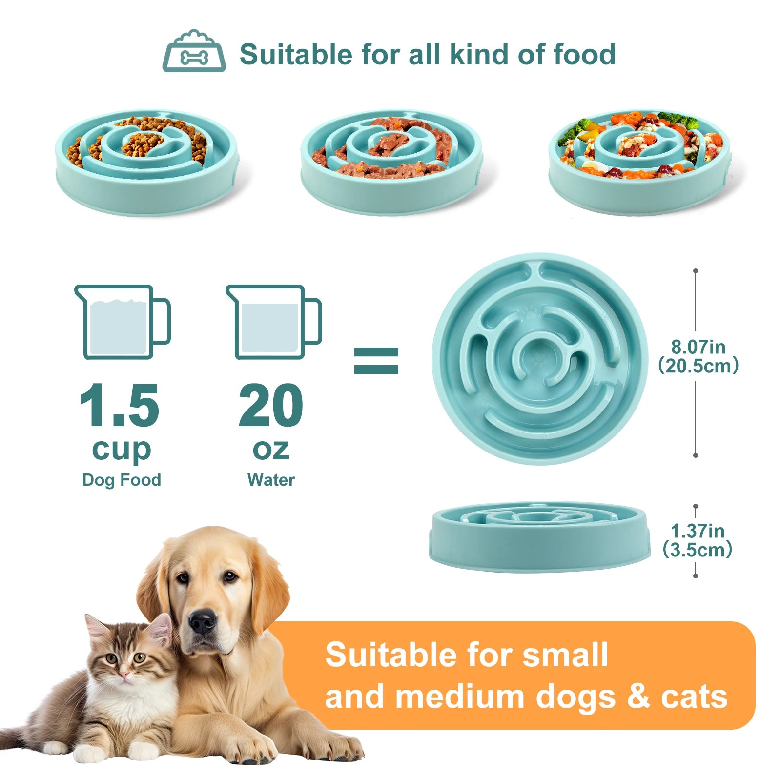 Slow Feeder Dog Bowl – Anti-Gulping Non-Slip Feeding Dish for All Breeds