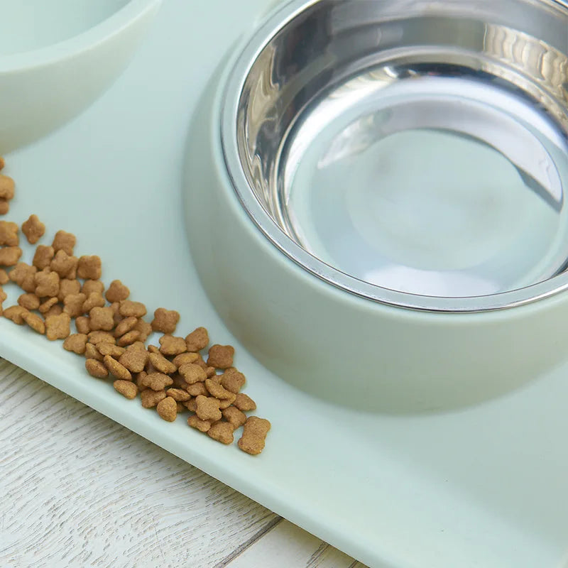 Double Bowl Pet Feeding Station – Stainless Steel Food & Water Bowls for Dogs & Cats