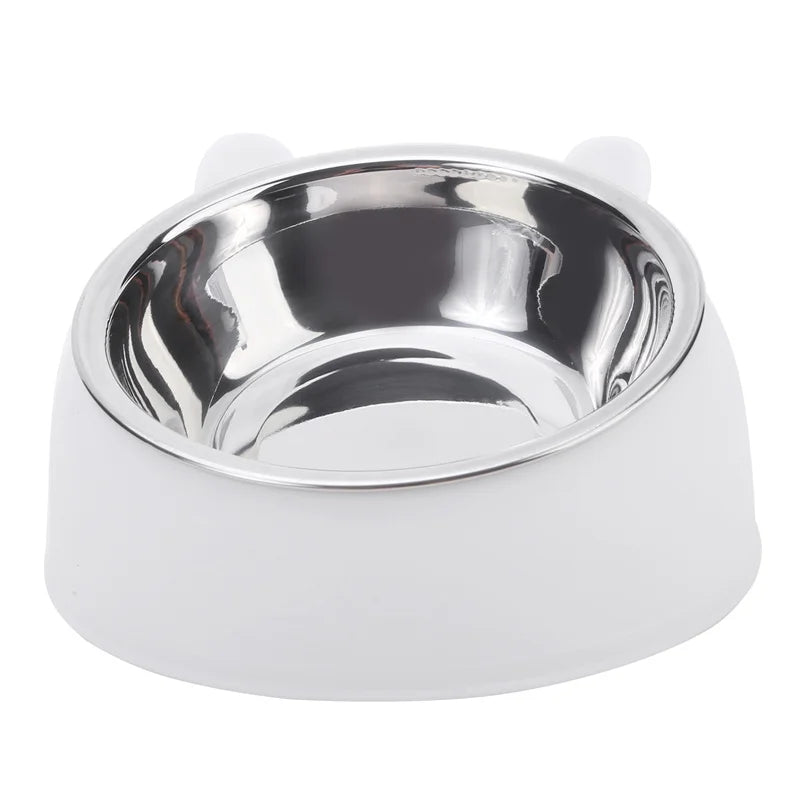 Stainless Steel Cat & Dog Feeding Bowl – Inclined Design for Healthy Eating