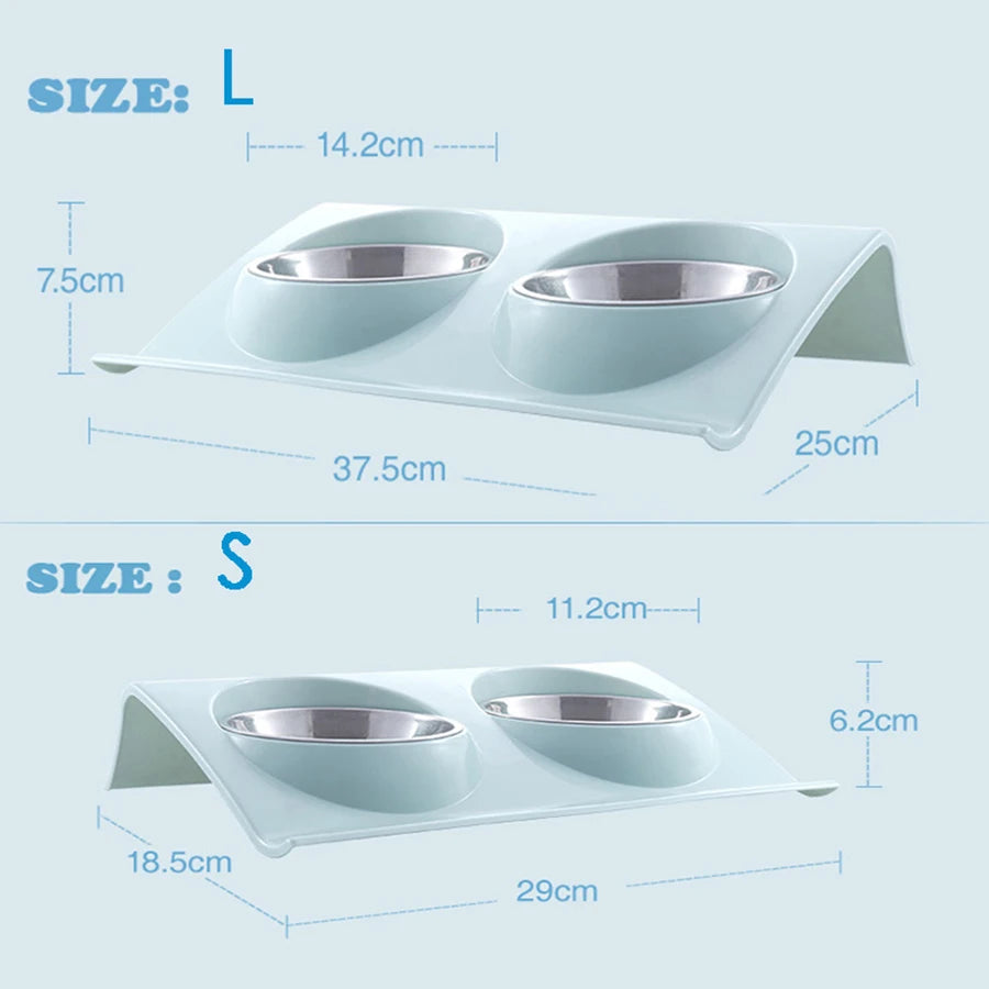 Double Bowl Pet Feeding Station – Stainless Steel Food & Water Bowls for Dogs & Cats