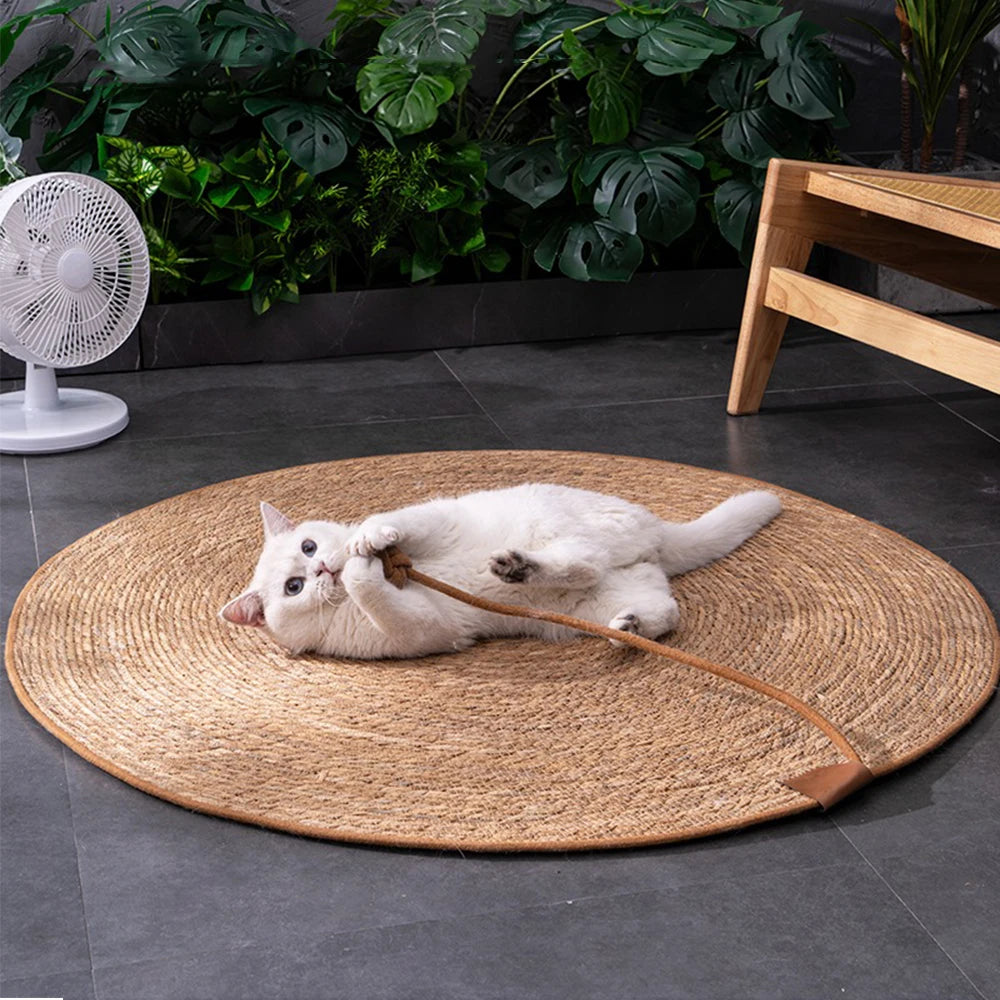 Natural Rattan Cat Scratcher Mat – Nail Sharpening Board & Sofa Protector