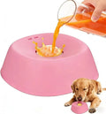 Slow Feeding Dog Bowls for Liquid Treats, 【Built-in Entertainment Ball】 Dog Licking Bowl with Bone Broth, 3/4 Cup Puppy Lick Toy
