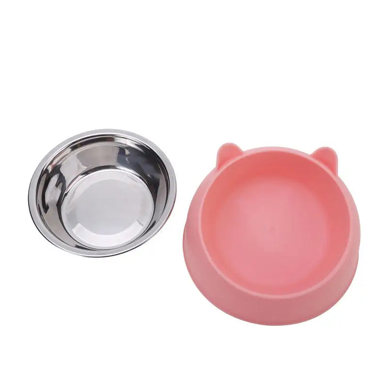 Stainless Steel Cat & Dog Feeding Bowl – Inclined Design for Healthy Eating