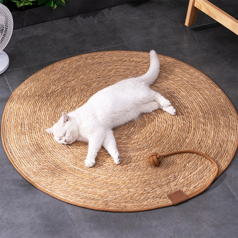 Natural Rattan Cat Scratcher Mat – Nail Sharpening Board & Sofa Protector