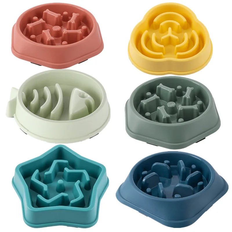 Round Slow Feeder Bowl for Cats & Dogs – Anti-Choke, Non-Slip, Multiple Colors