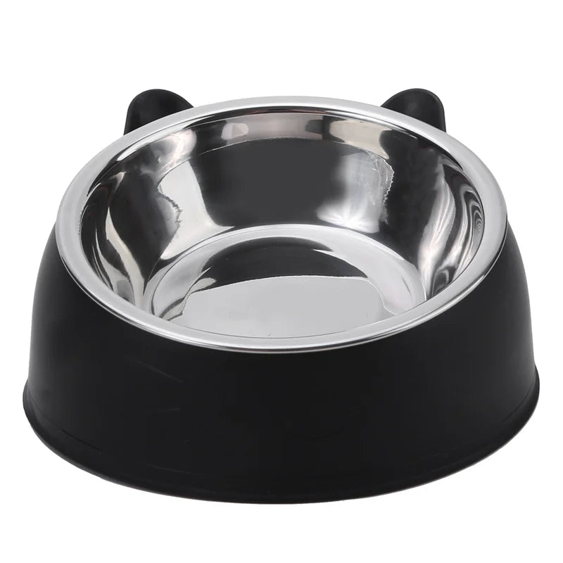 Stainless Steel Cat & Dog Feeding Bowl – Inclined Design for Healthy Eating