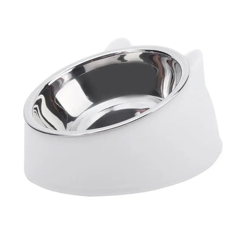 Stainless Steel Cat & Dog Feeding Bowl – Inclined Design for Healthy Eating