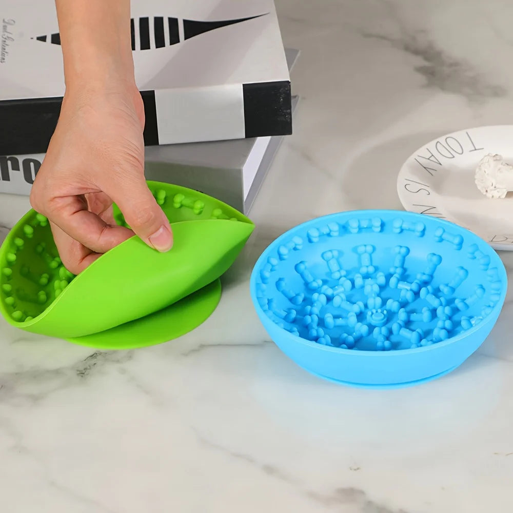 Silicone Lick Mat & Slow Feeder Bowl – Suction Base, Anti-Tip & Massage Texture